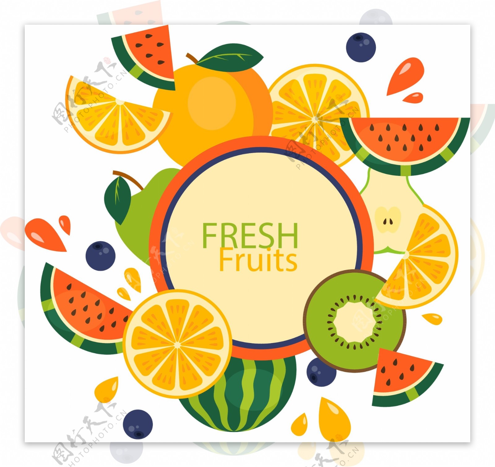 彩色水果海报产品设计