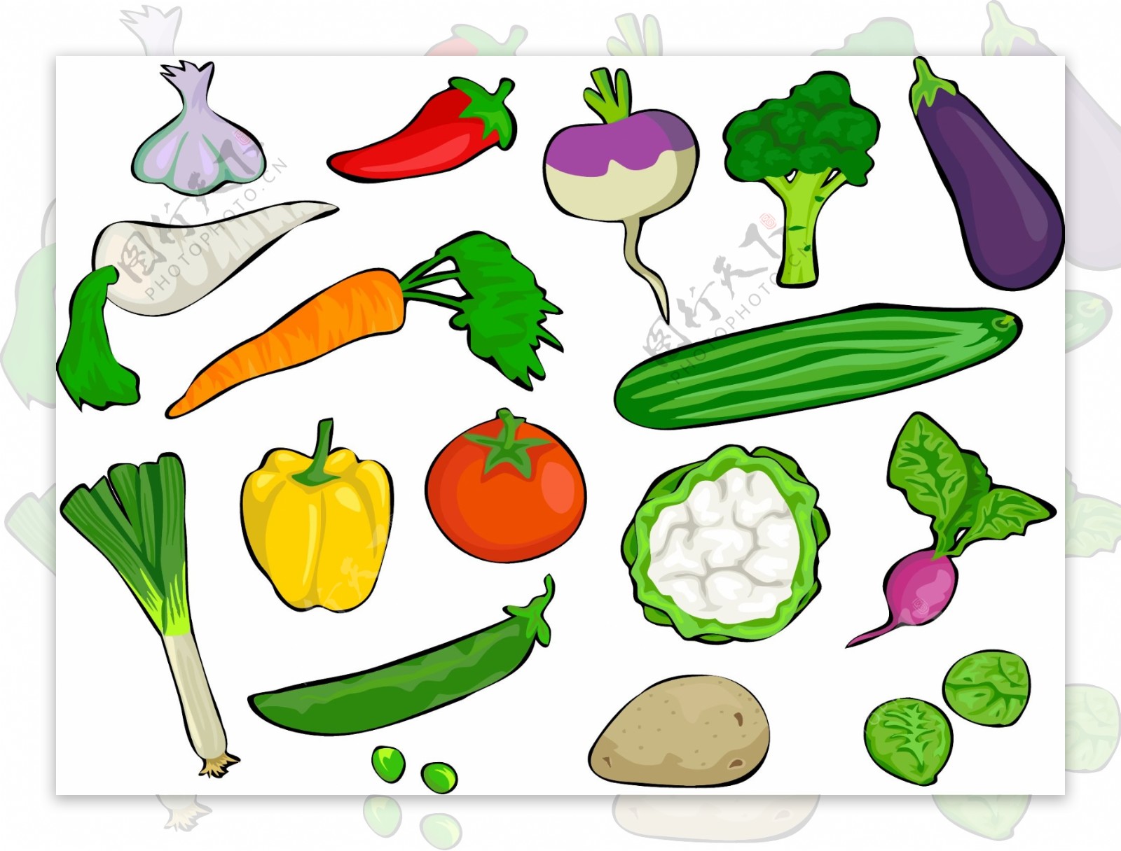 蔬菜水果卡通矢量图