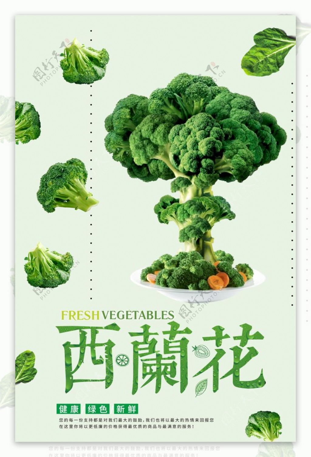 简洁清新西兰花蔬菜宣传海报