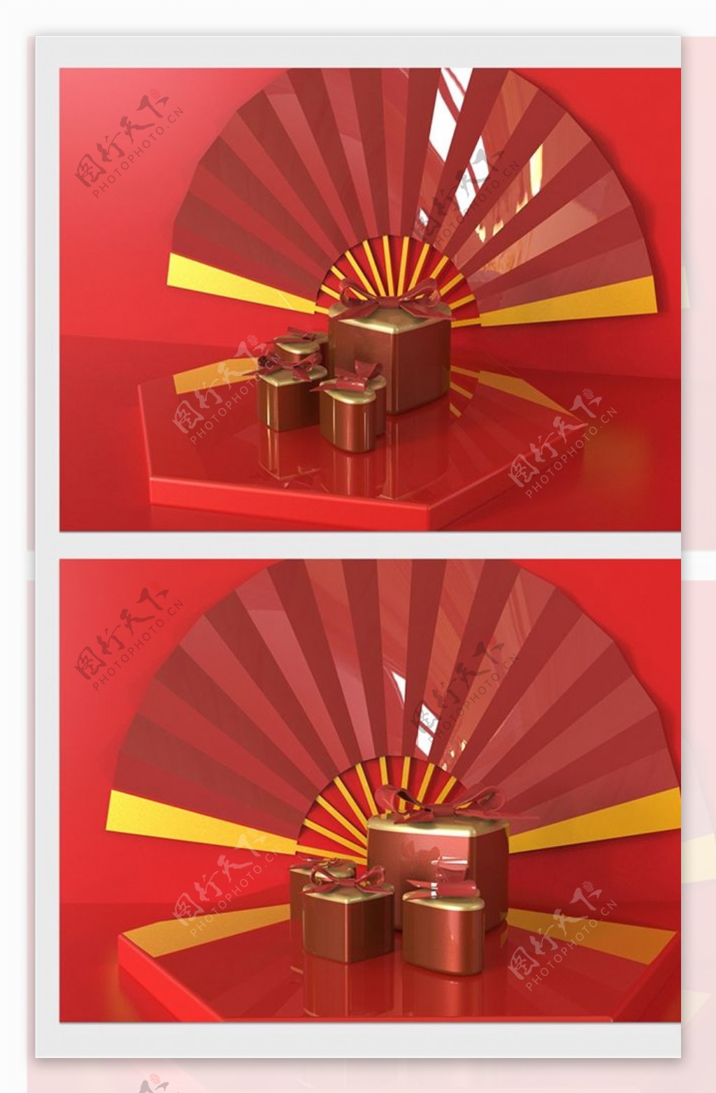 3D红色中国风礼物图片