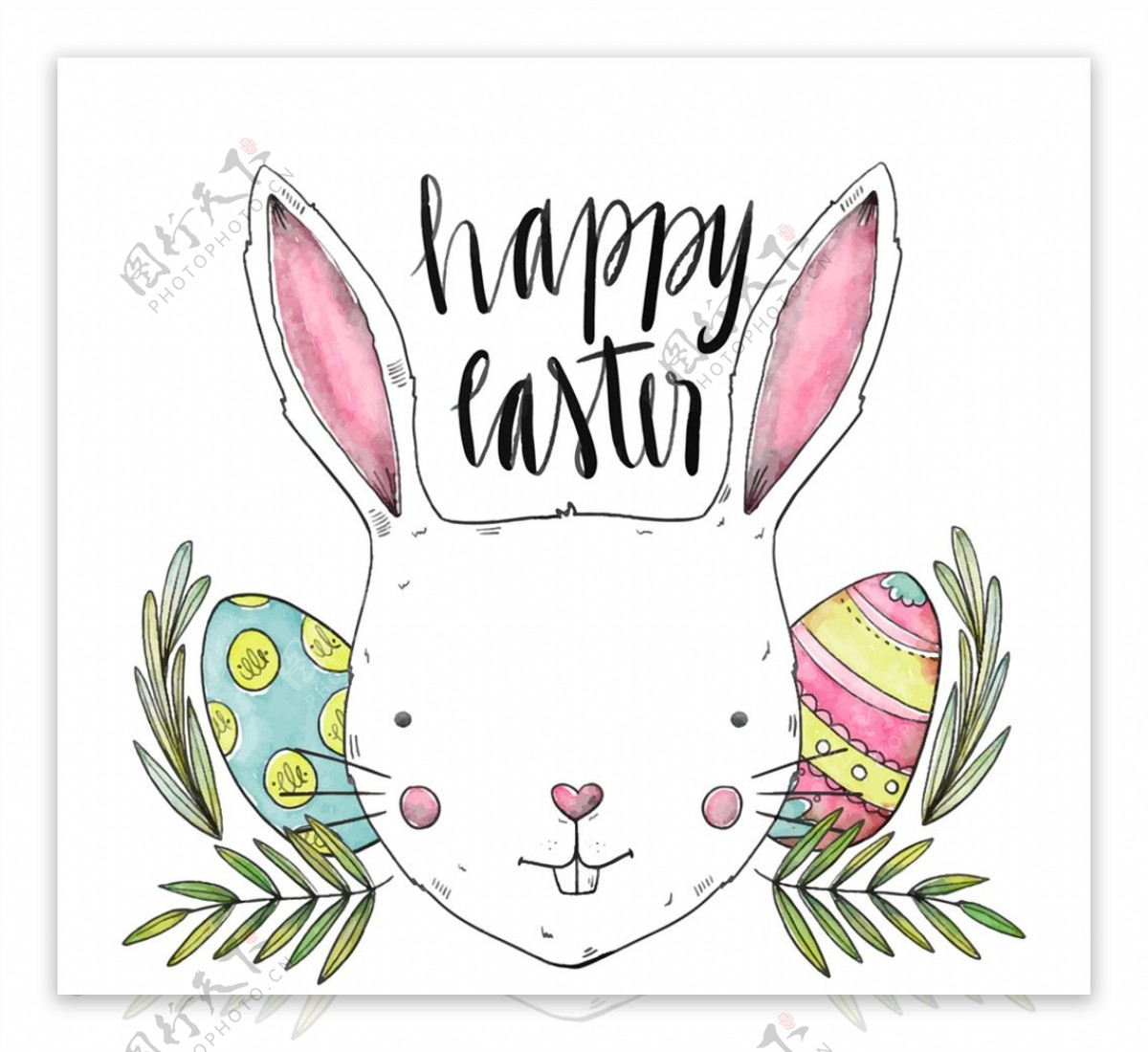 复活节白兔和彩蛋图片