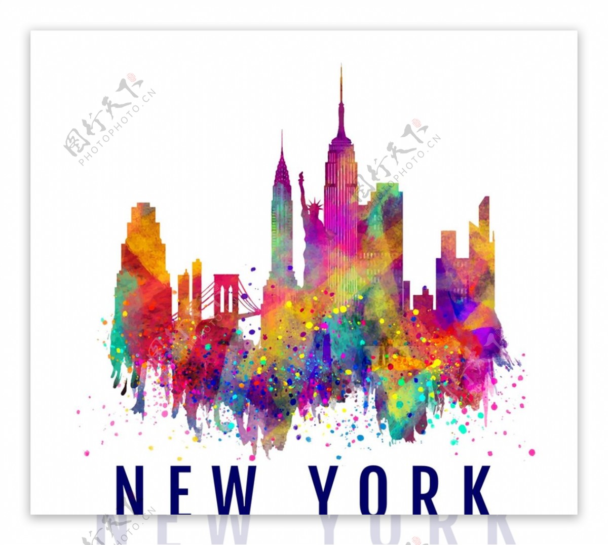 彩绘纽约建筑图片