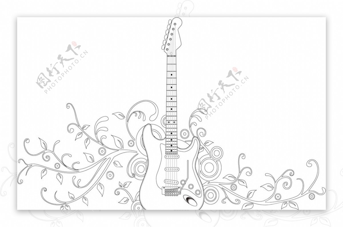 吉他音乐乐器线稿图片