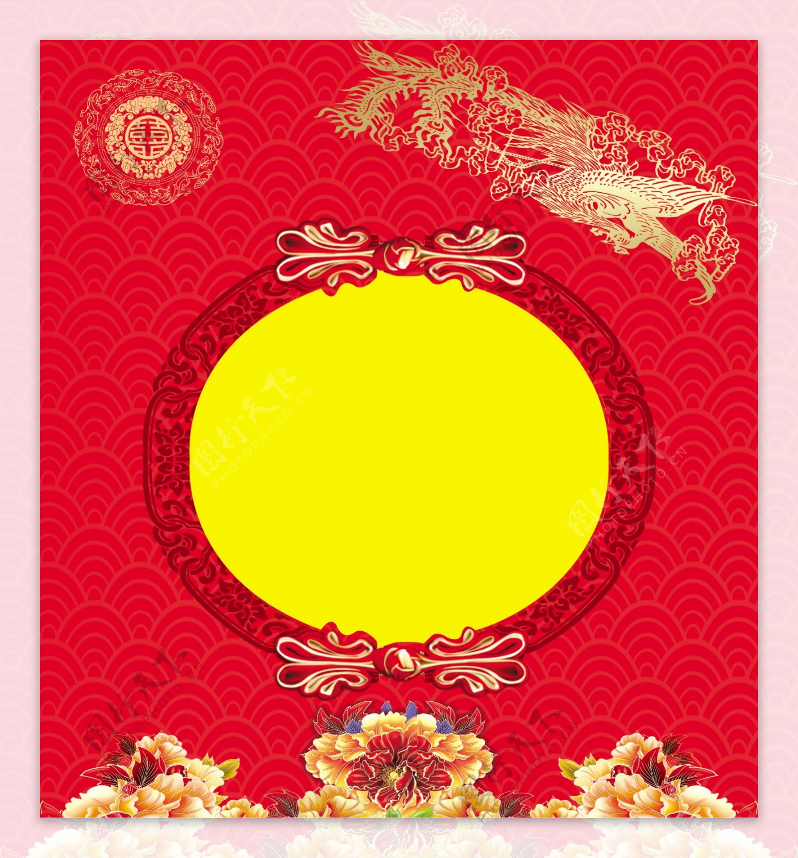 中式婚礼背景红色背景图片
