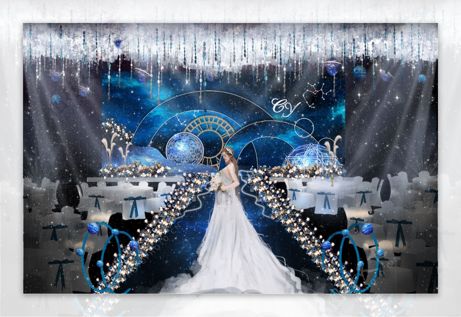 星空婚礼效果图背景图片