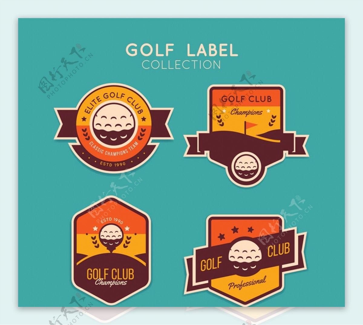 高尔夫标签矢量图片