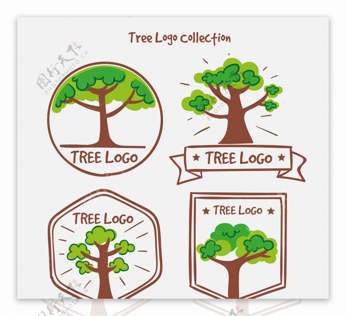 手绘树木标志图片