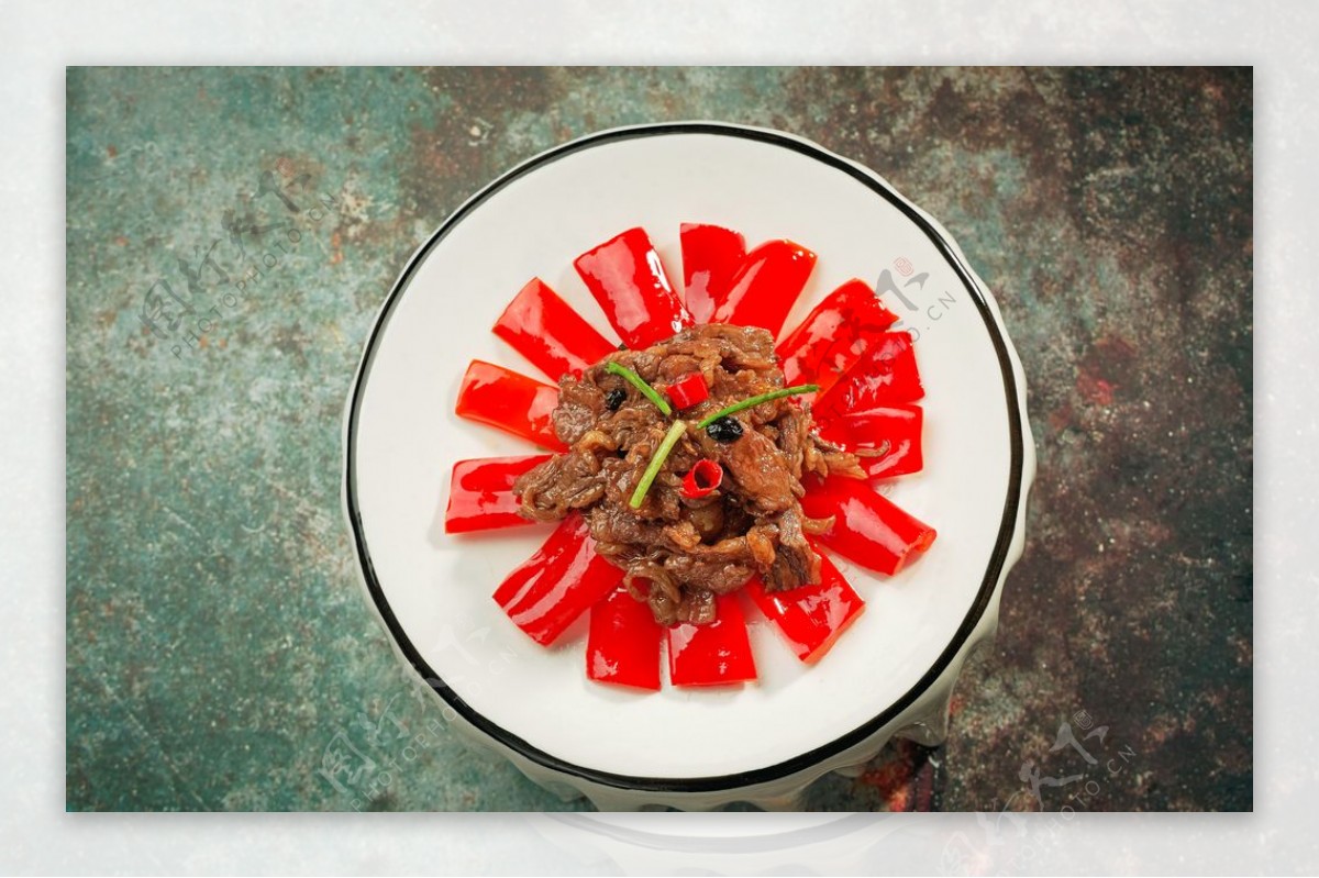 红椒牛肉美食食材背景海报素材图片