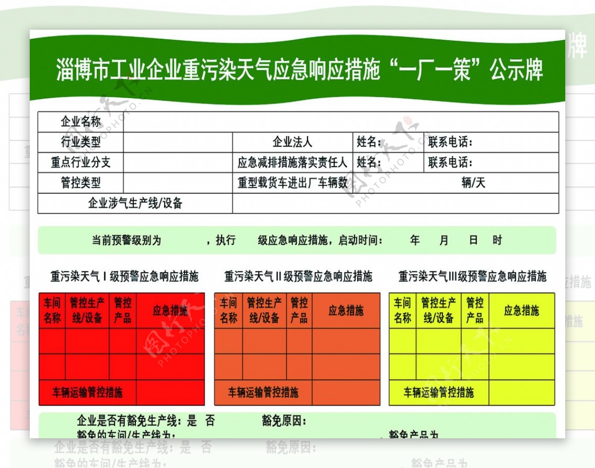 重污染一厂一策公示牌图片