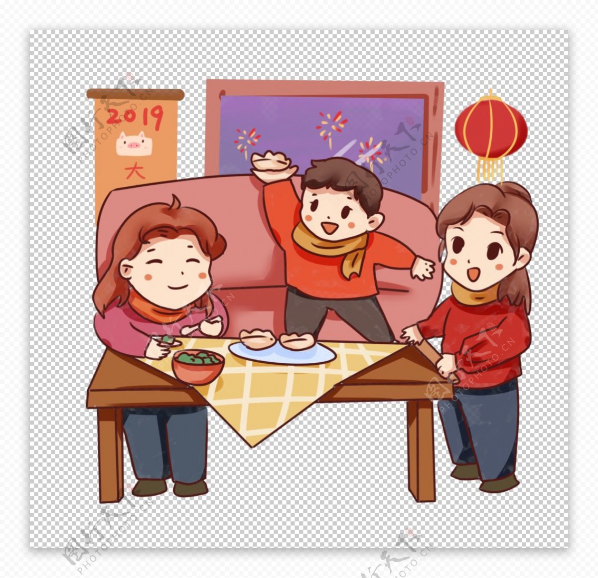 手绘饺子素材图片