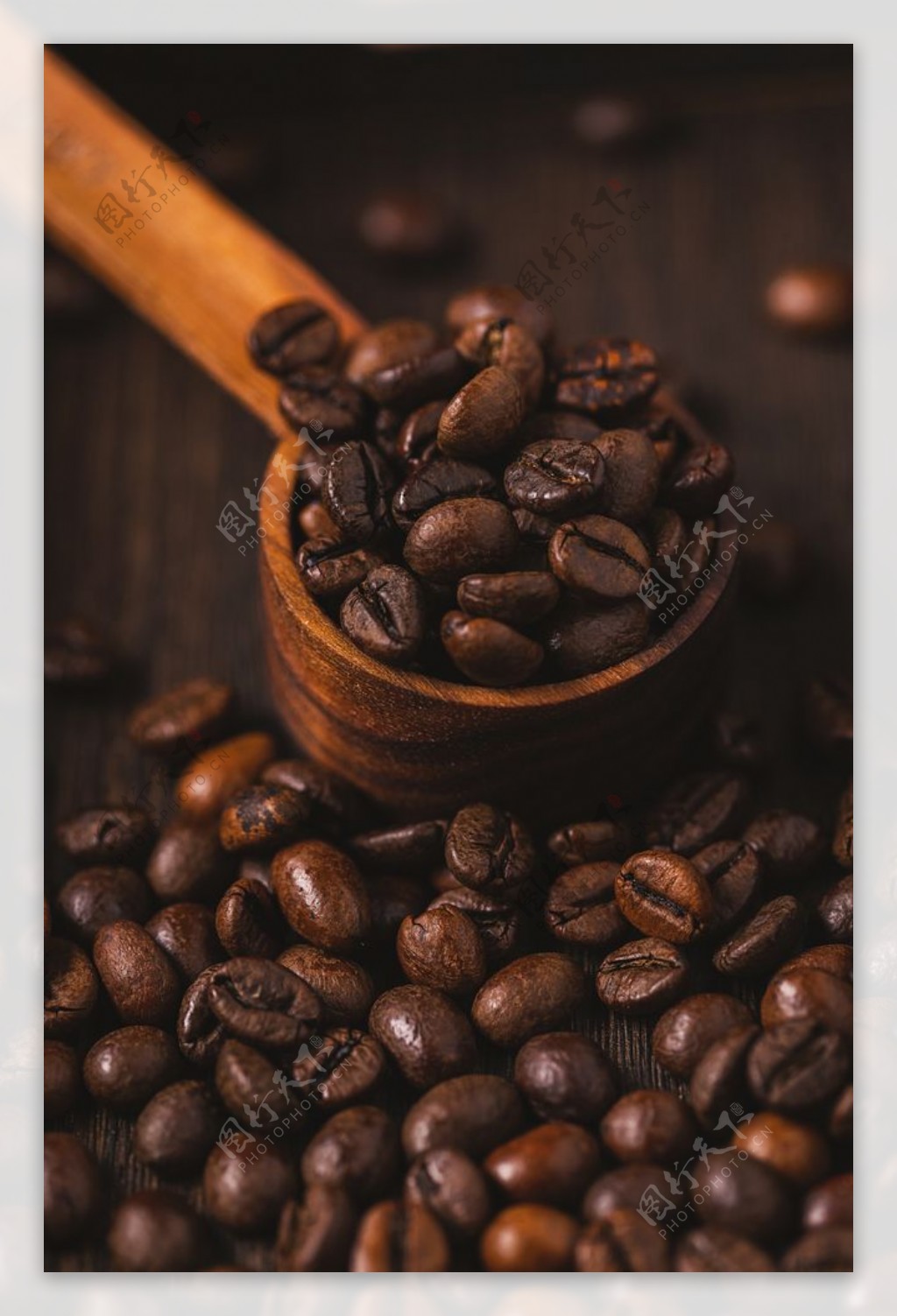 咖啡豆木勺背景海报素材图片