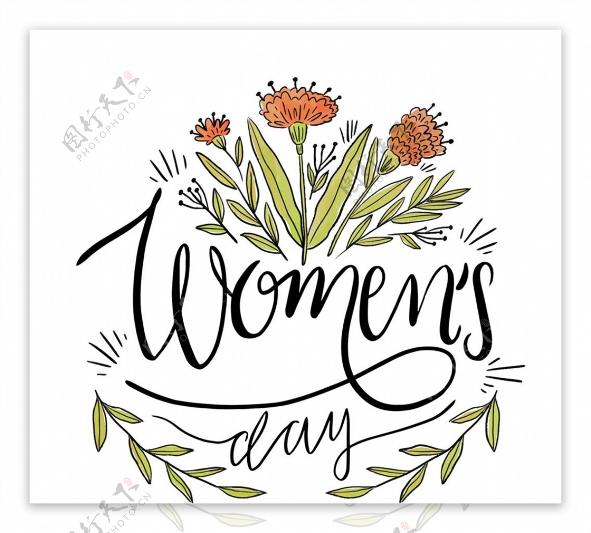 妇女节花卉艺术字图片