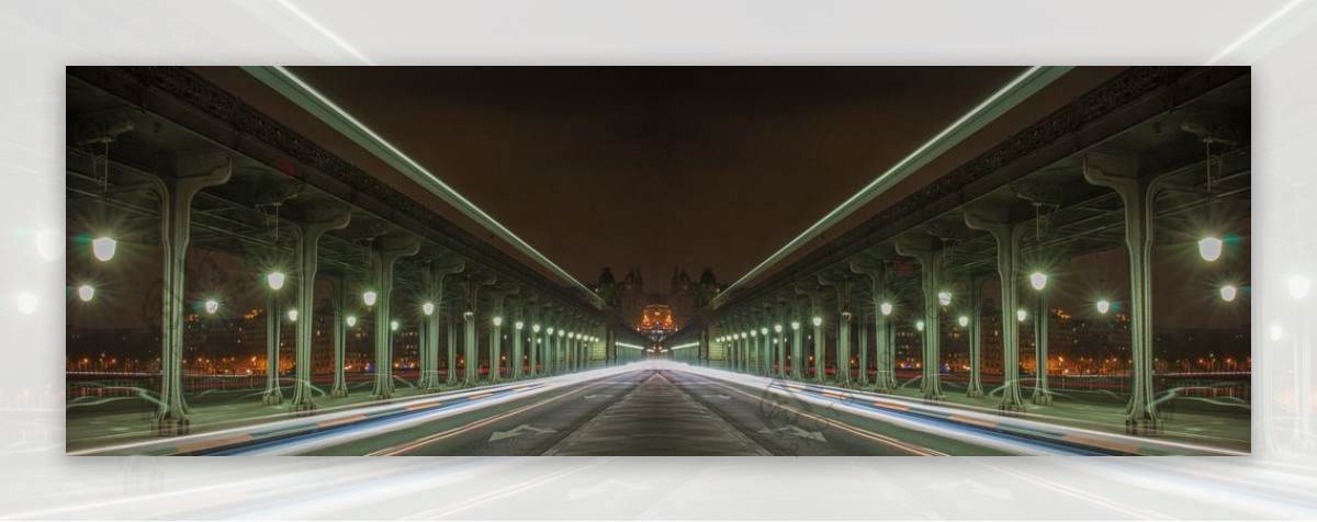 夜间大桥道路背景海报素材图片