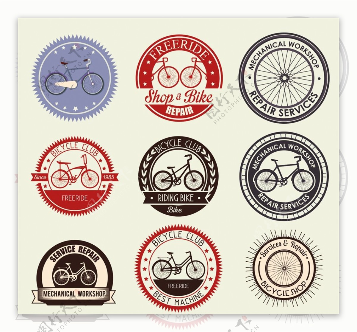 自行车元素标签图片