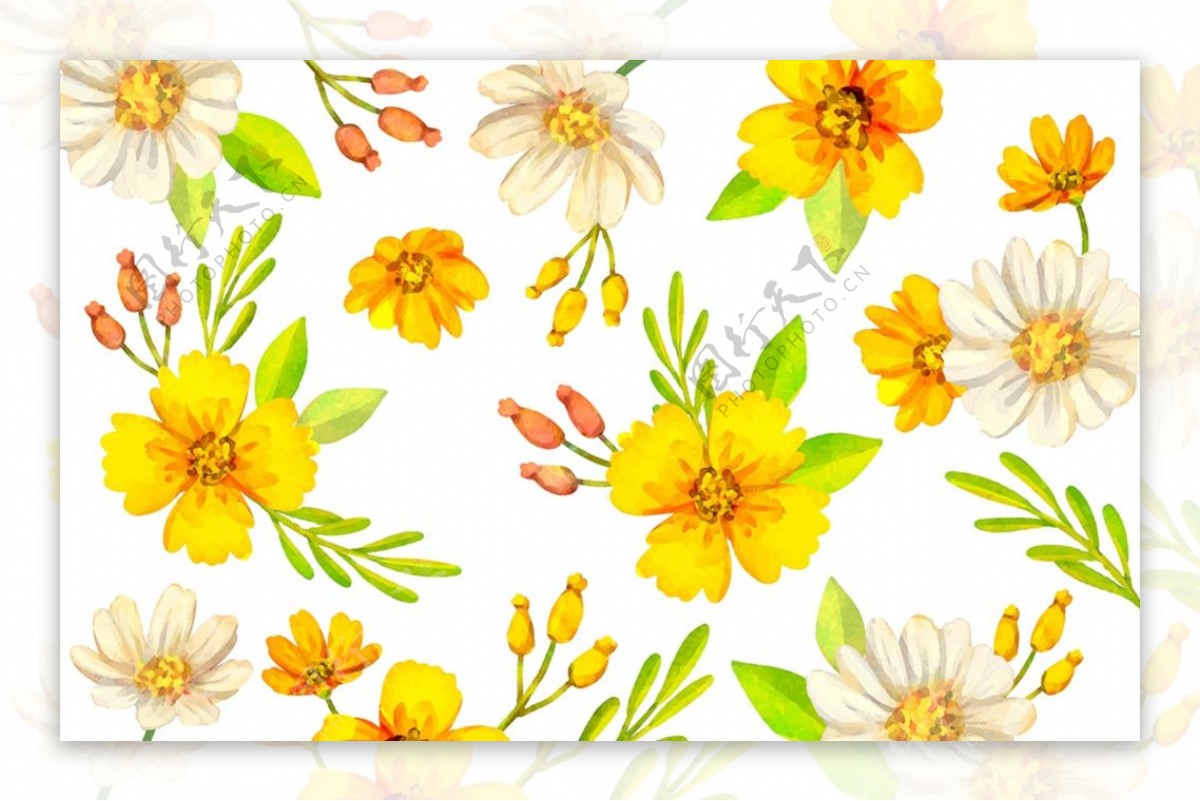 黄色花卉无缝背景图片