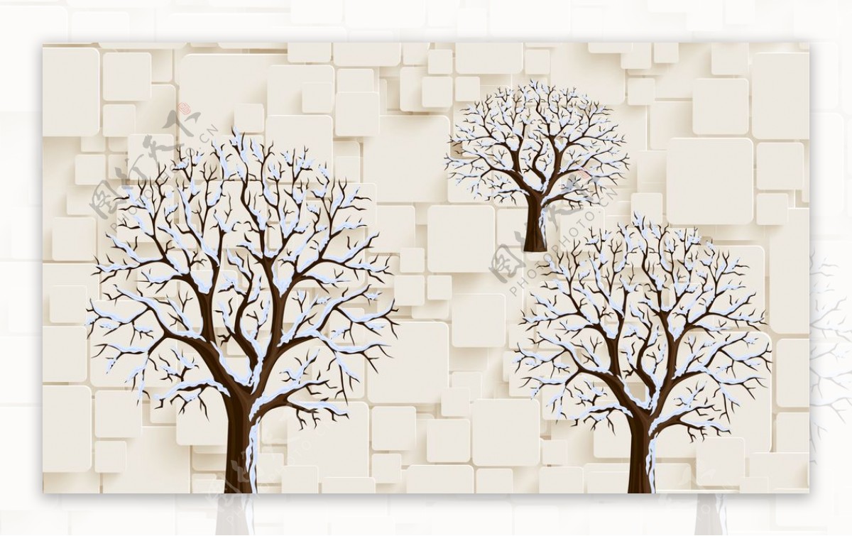 抽象树枝大树背景墙壁纸壁画图片