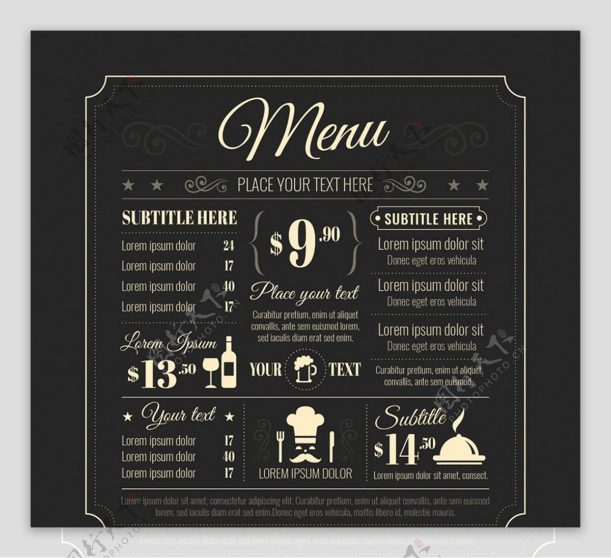 餐厅菜单矢量图片