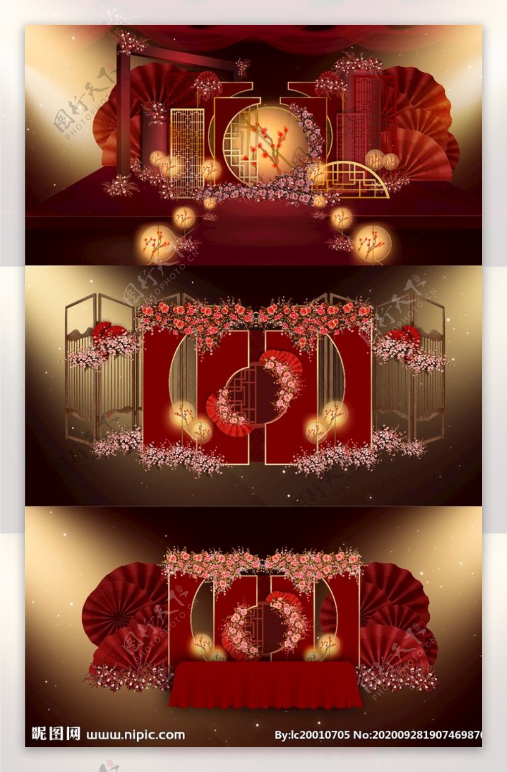 红色中式传统中国风婚礼婚庆会场图片