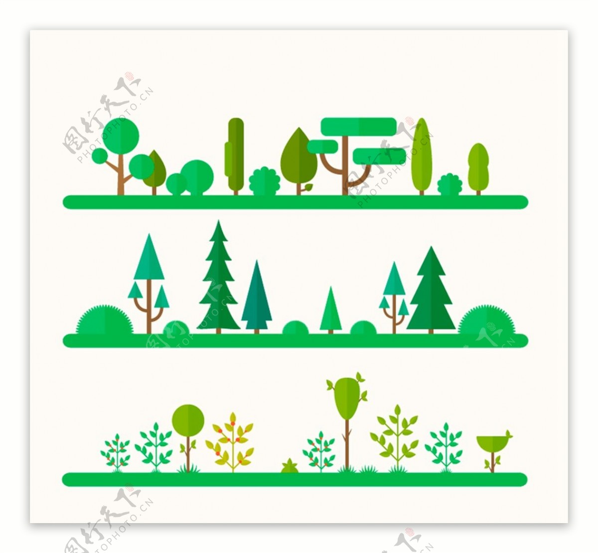 自然树木风景矢量图片