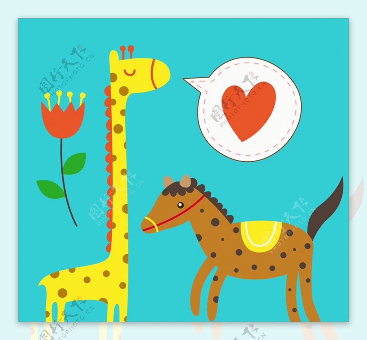 长颈鹿和斑点马图片