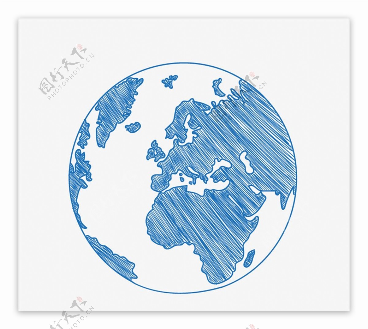 蓝色手绘地球图片