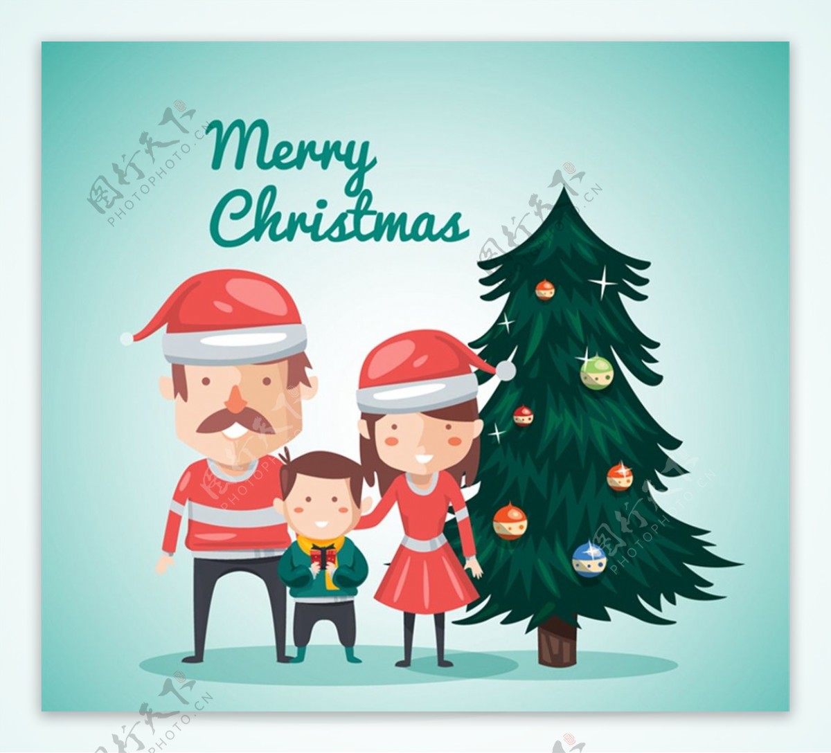 圣诞树和圣诞家庭图片