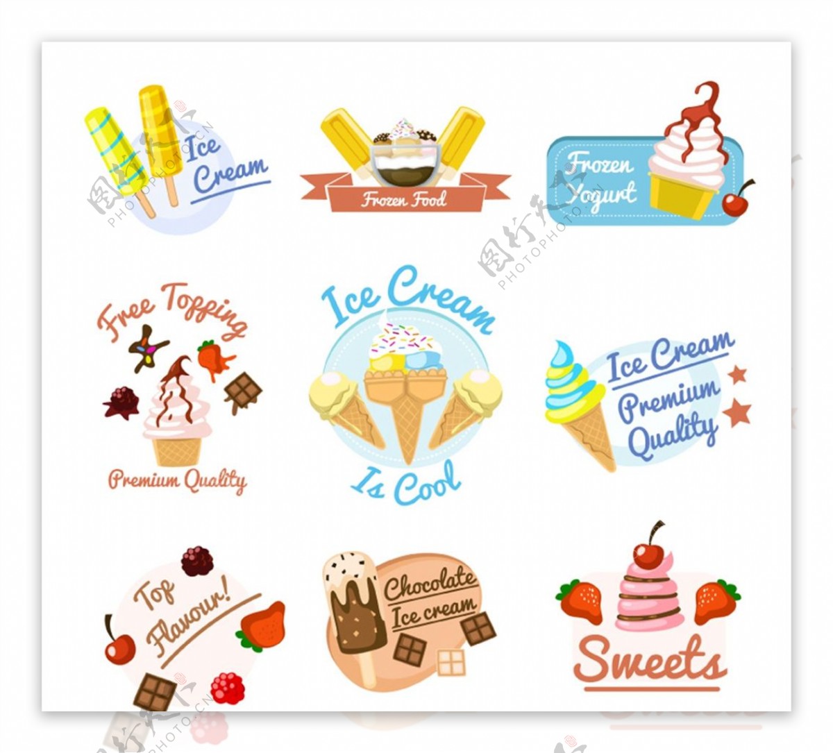 夏季冰淇淋标签图片