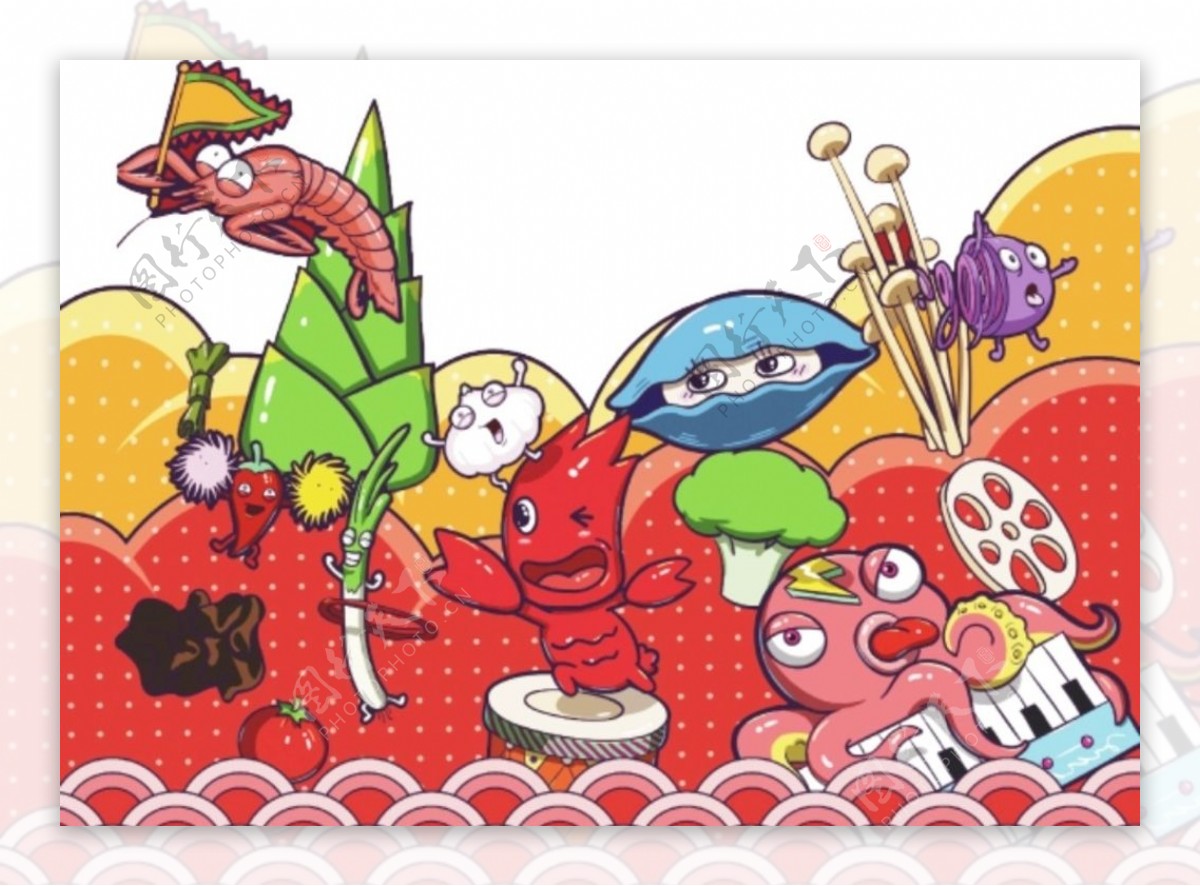 卡通蔬菜虾图片