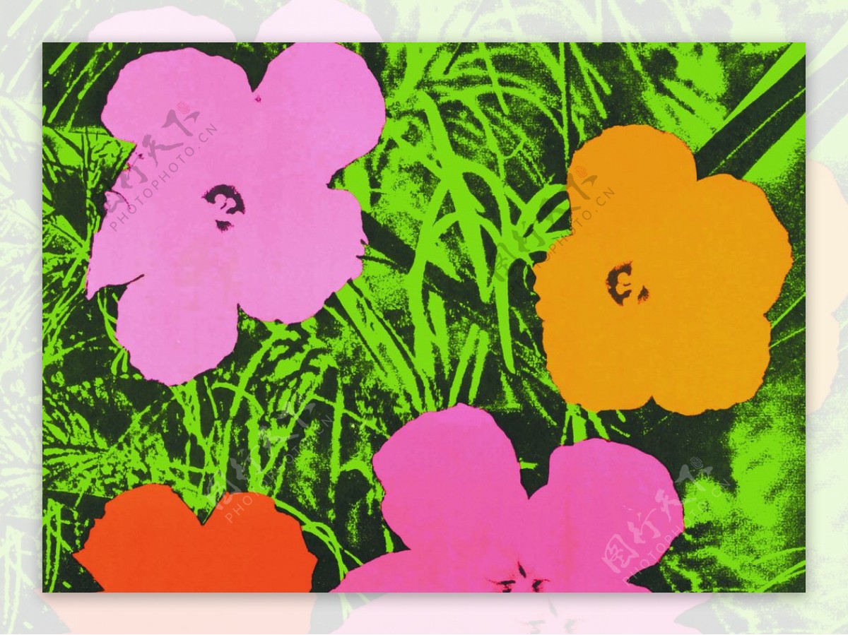 小花朵粉彩画彩绘艺术装饰图图片