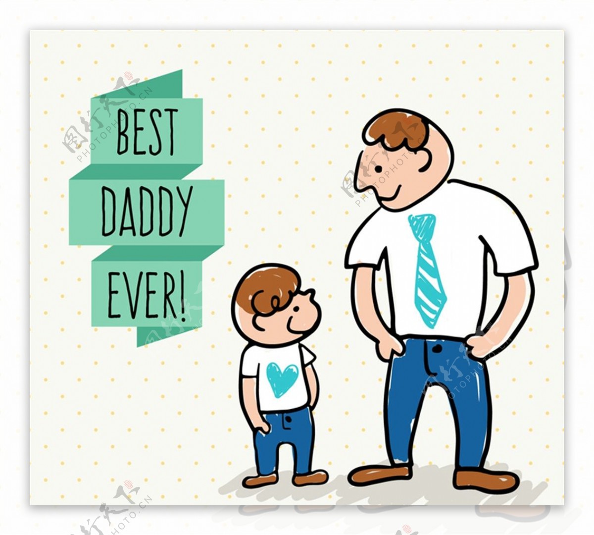卡通父亲和儿子图片