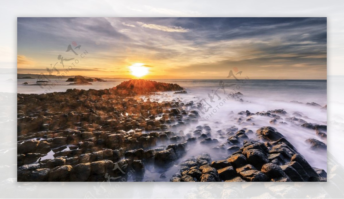 海边日落黄昏旅游背景海报素材图片