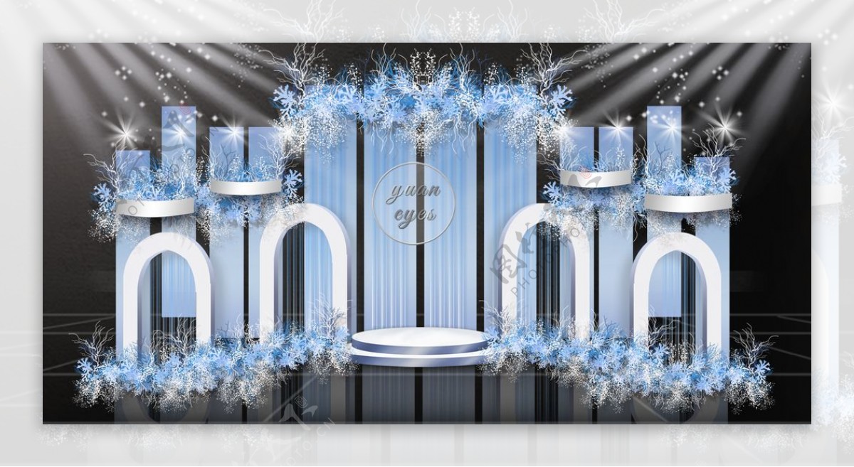 蓝色婚礼背景设计大图图片