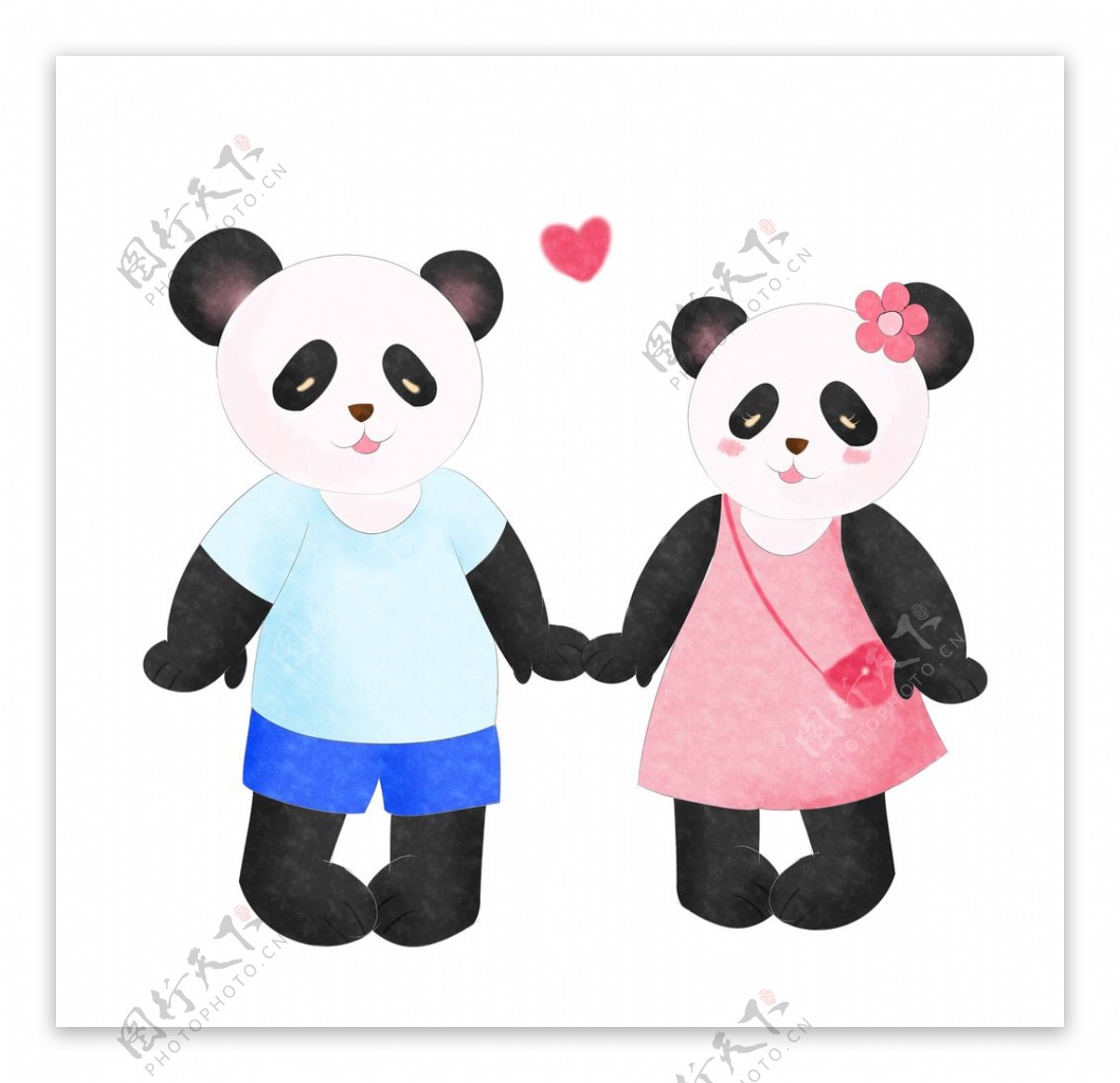 卡通熊猫情侣图片