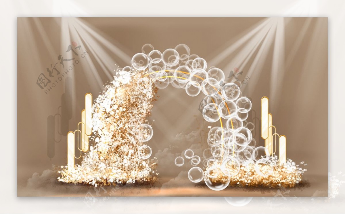 金色拱门婚礼效果图片