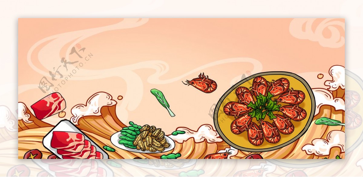 中式国潮风美食海报背景图片