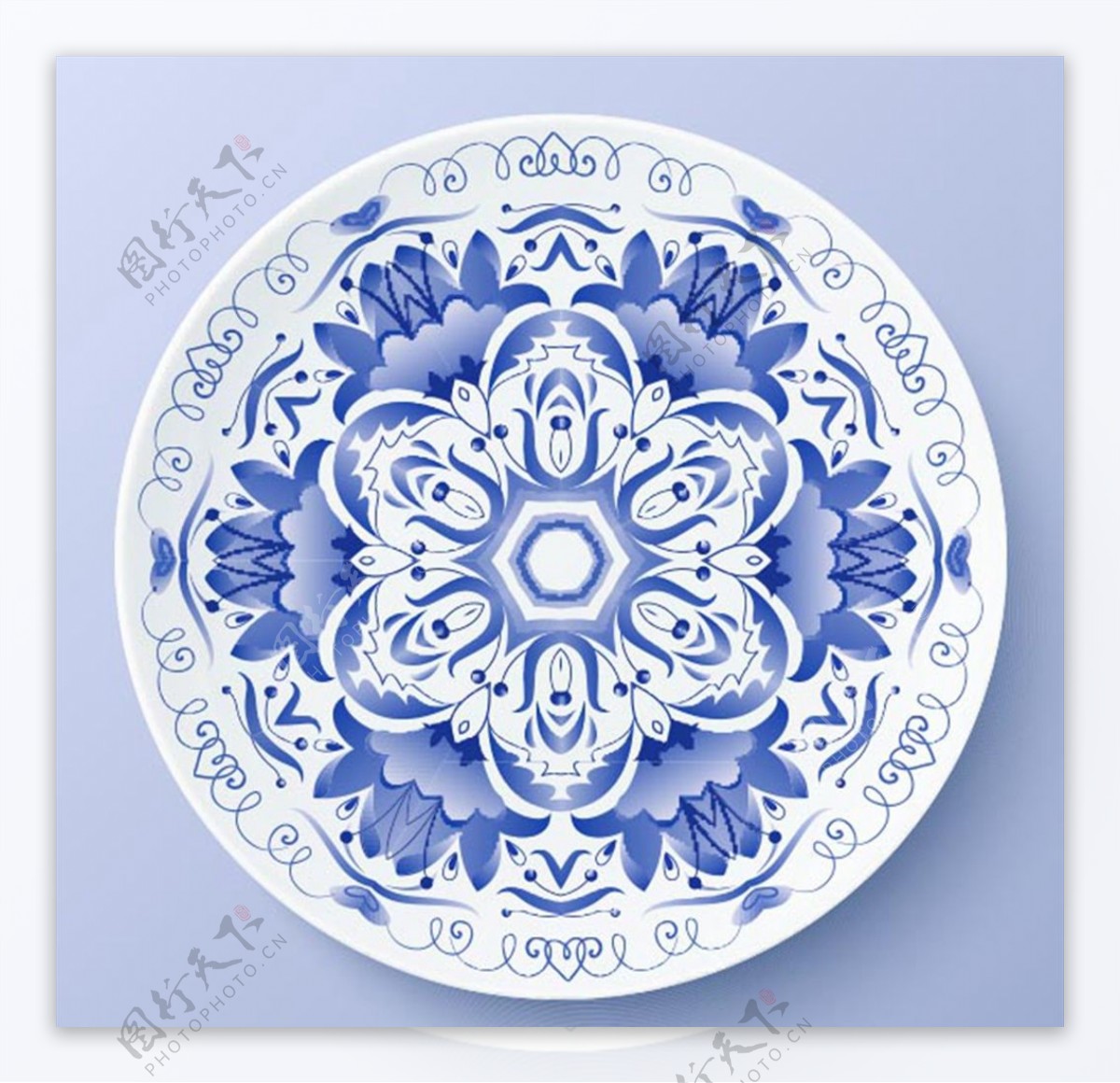 蓝色花朵圆盘图片