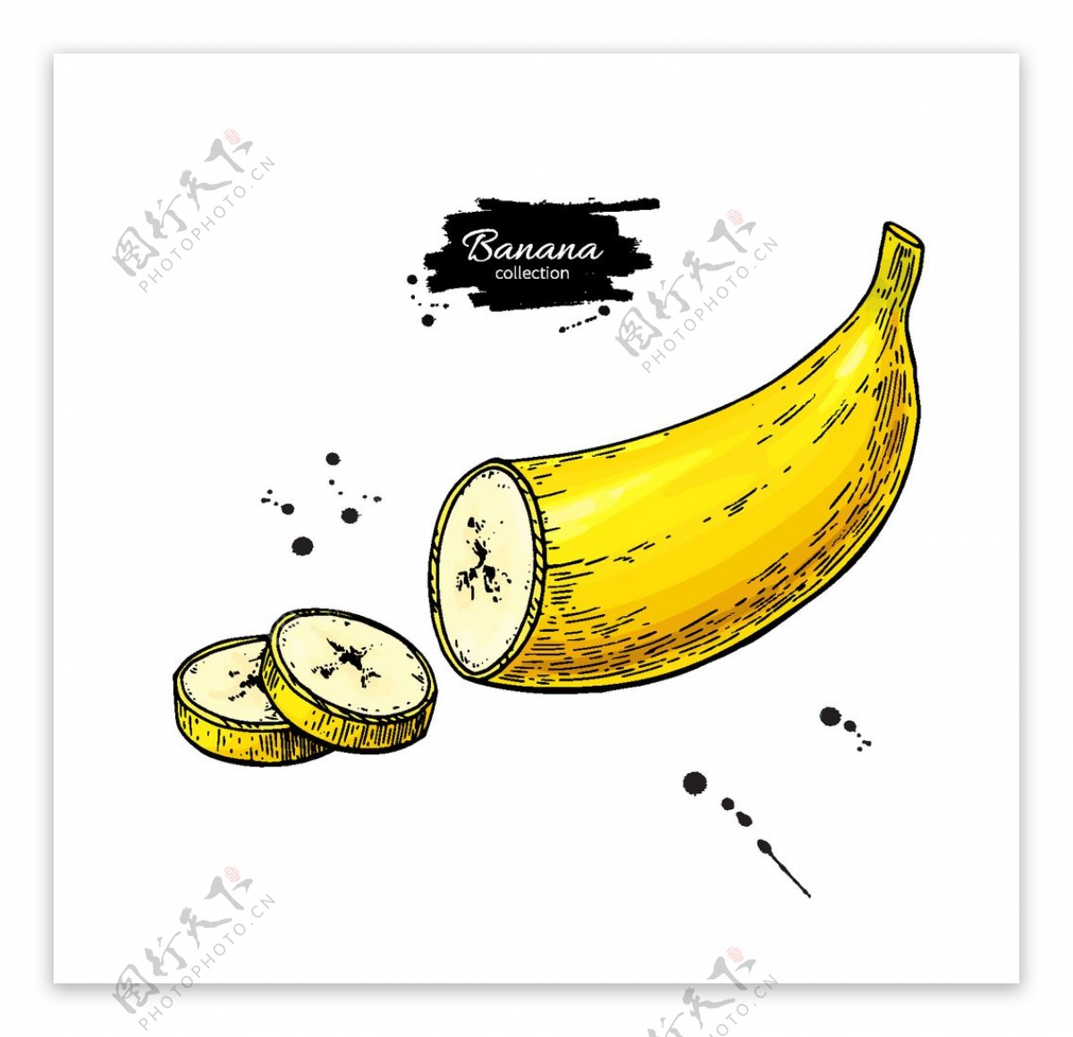 香蕉和墨迹图片