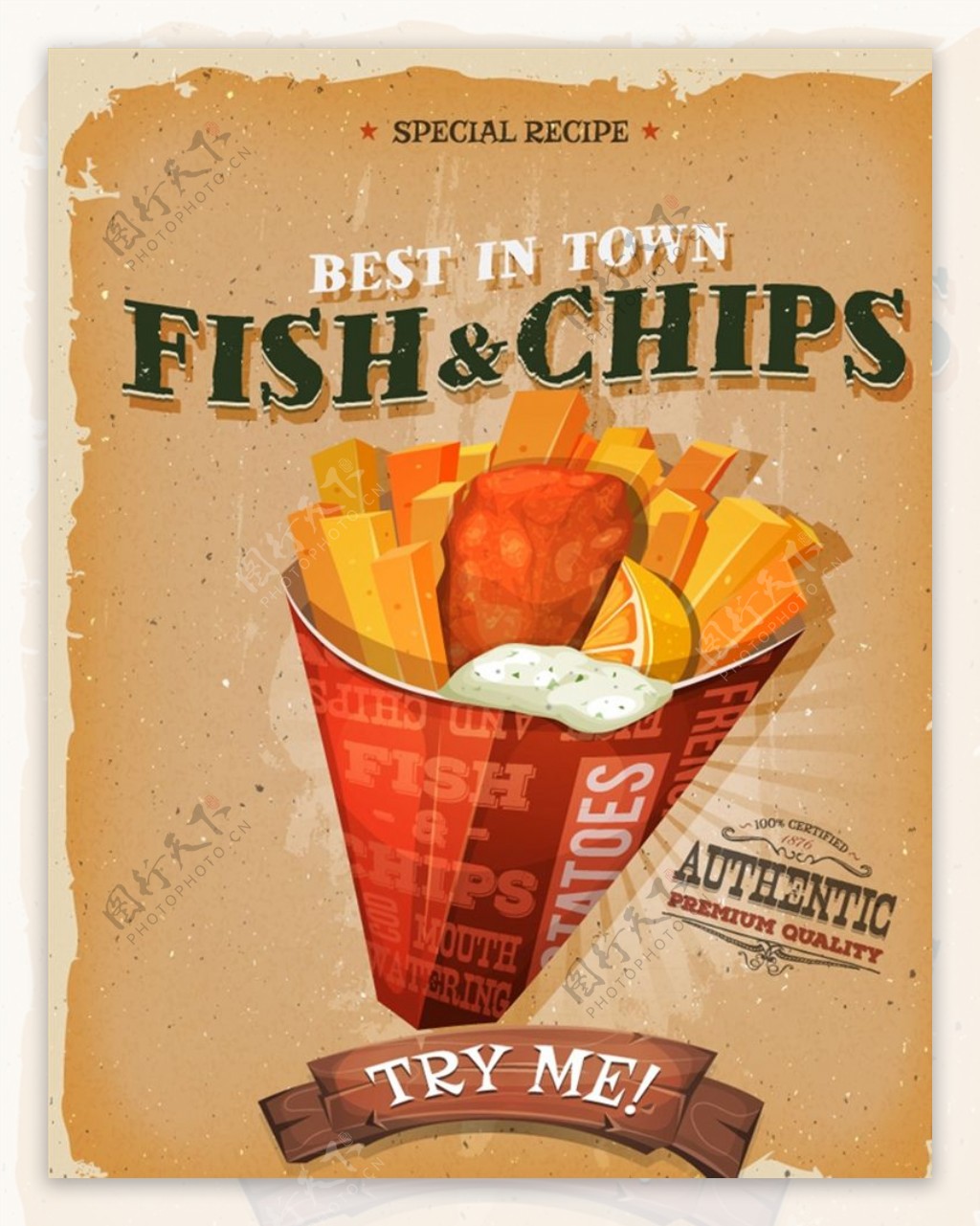 炸鱼和薯条海报图片