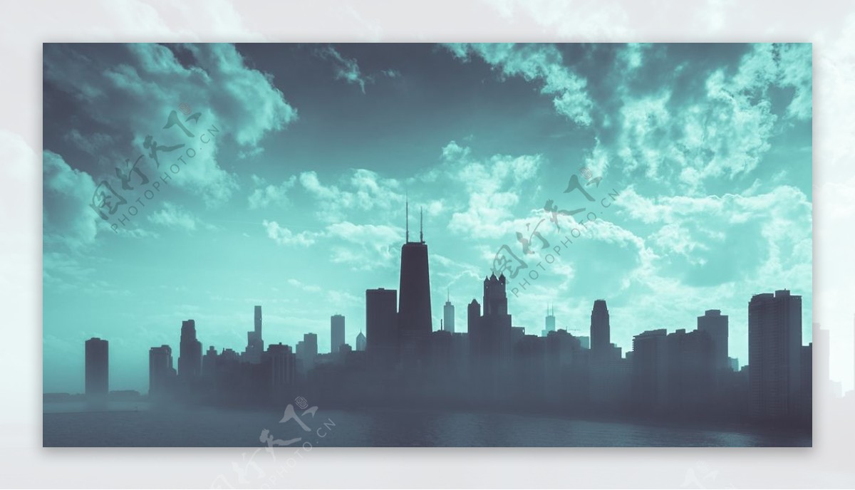 城市天空白云建筑风景图片
