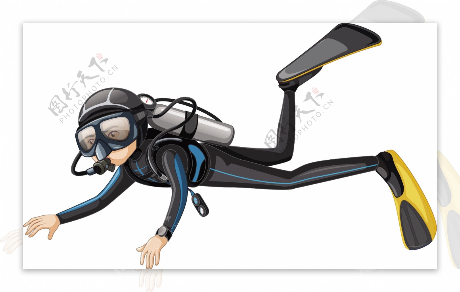 卡通潜水员图片素材-编号39906576-图行天下