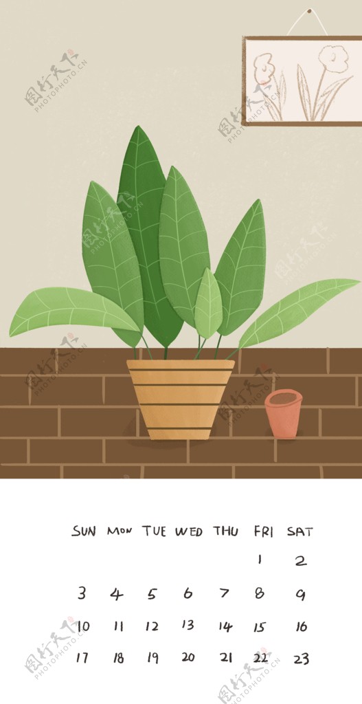植物插画日历展示图片
