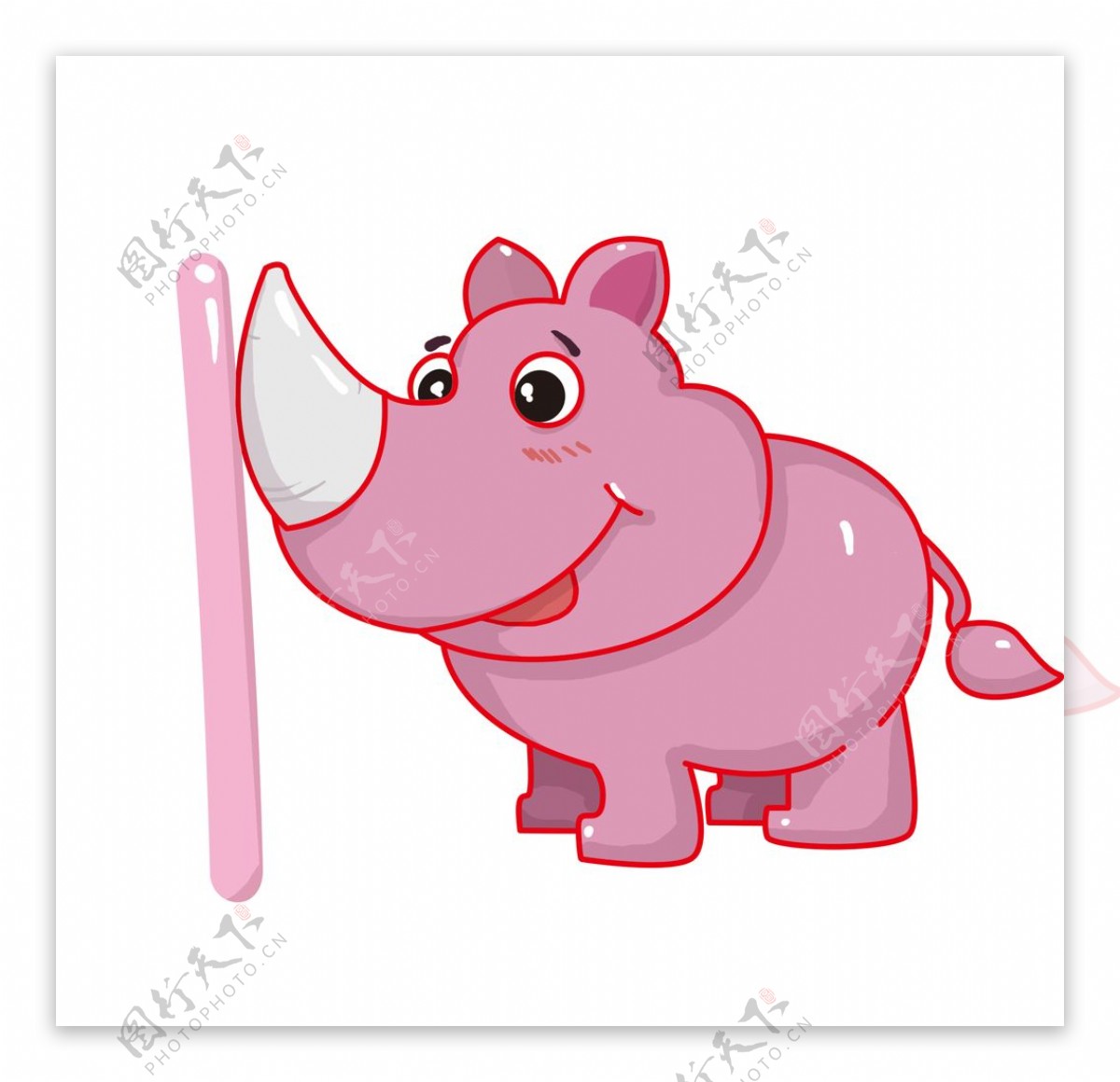 粉色可爱的犀牛插画图片