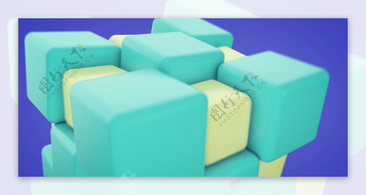 C4D模型动画生长的方块魔方图片