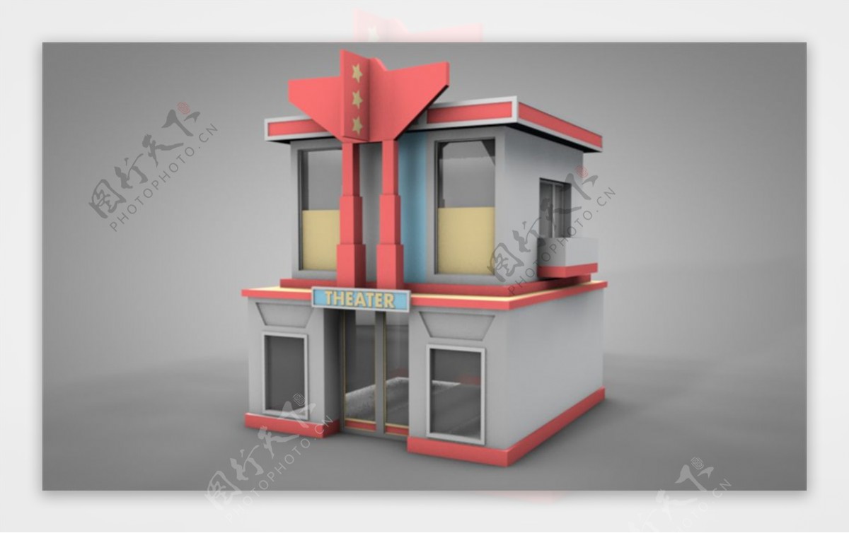 C4D模型房子卡通图片