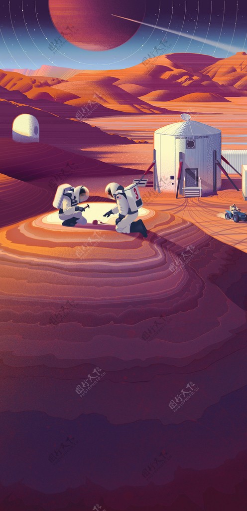 火星宇航员人物游戏场景背景素材图片
