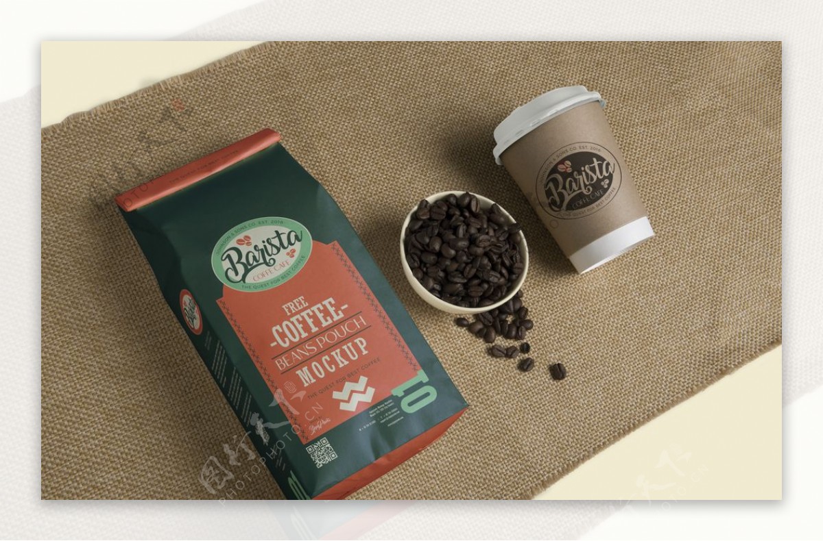 咖啡豆包装样机图片