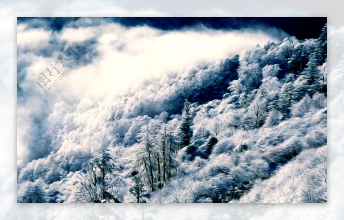 冬雪风景油画图片