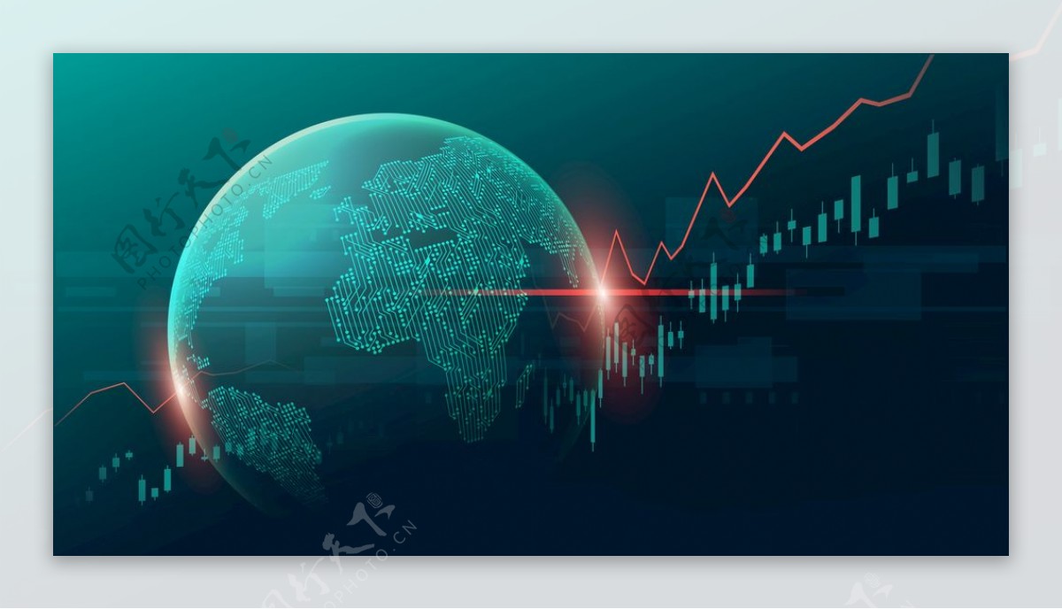 高科技地球股市曲线AI模板素材图片