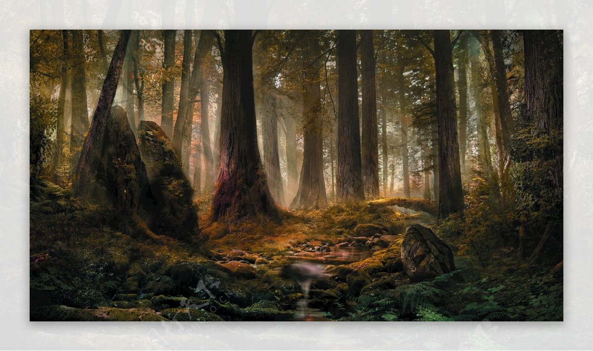 复古森林背景图梦幻森林图片