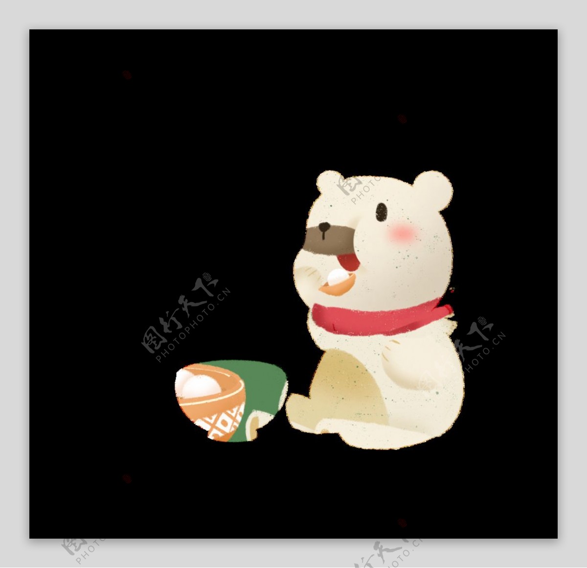 小熊吃汤圆图片